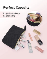 BAGSMART Small Makeup Bag, Elegant Cosmetic Pouch with Tassel, Soft Water-Resistant Travel Organizer for Women, Cosmetics & Everyday Essentials, Black