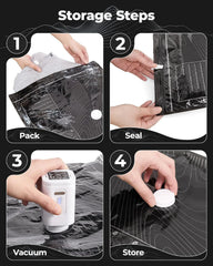 BAGSMART Travel Vacuum Seal Bags with Pump, Jumbo Vacuum Storage Bags for Clothes Blankets Comforters, Space Saver Bags for Travel, Compression Bags for Seasonal Storage-Graphite Ridge