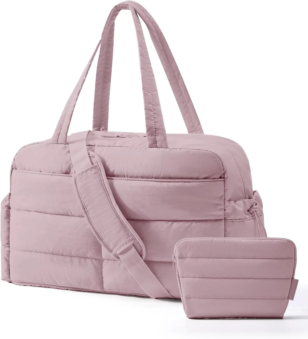 BAGSMART Gym Bag for Women, 2-PC Puffer Travel Duffle Bag Carry On Tote Bag