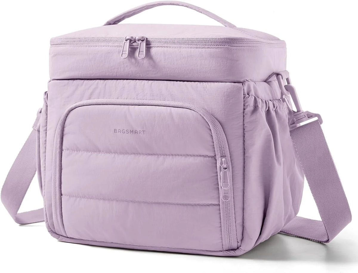 BAGSMART Puffy Insulated Lunch Bag, Lightweight Large 14L Double Deck