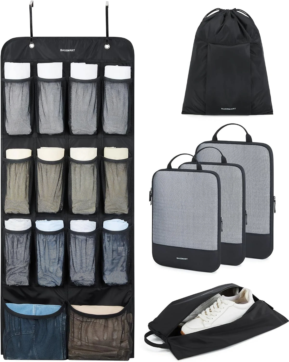BAGSMART Hanging Compression Packing Cubes 6 Set Cruise Travel Essentials