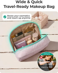 BAGSMART Small Makeup Bag, Puffy Wide-open Zipper Cosmetic Pouch