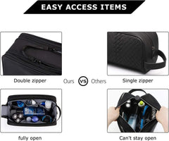 BAGSMART Toiletry Bag for Men, Travel Toiletry Organizer Dopp Kit Water-resistant Shaving Bag for Toiletries Accessories, Door Room Essentials, Black-medium