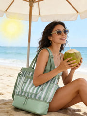 BAGSMART Beach Bag for Women, Mesh Tote Bags with Zipper, Sandproof Vacation Essentials with Cooler for Swim Cruise Pool