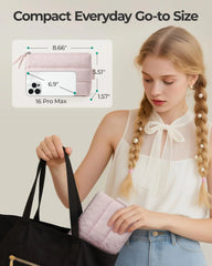 BAGSMART Small Travel Organizer, 1.6" Thin Puffy Pouch for Purse & Gym