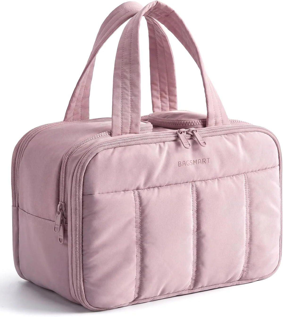 BAGSMART Travel Toiletry Bag, Puffy Large Toiletry Bag for Women, Lightweight Cosmetic Makeup Bag Organizer with Handle for Traveling, Accessories, Essentials, Toiletries (Purple)