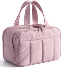 BAGSMART Travel Toiletry Bag, Puffy Large Toiletry Bag for Women, Lightweight Cosmetic Makeup Bag Organizer with Handle for Traveling, Accessories, Essentials, Toiletries (Purple)