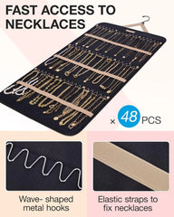BAGSMART Hanging Jewelry Organizer Necklace/Earring/Ring 2-Sided XL Black