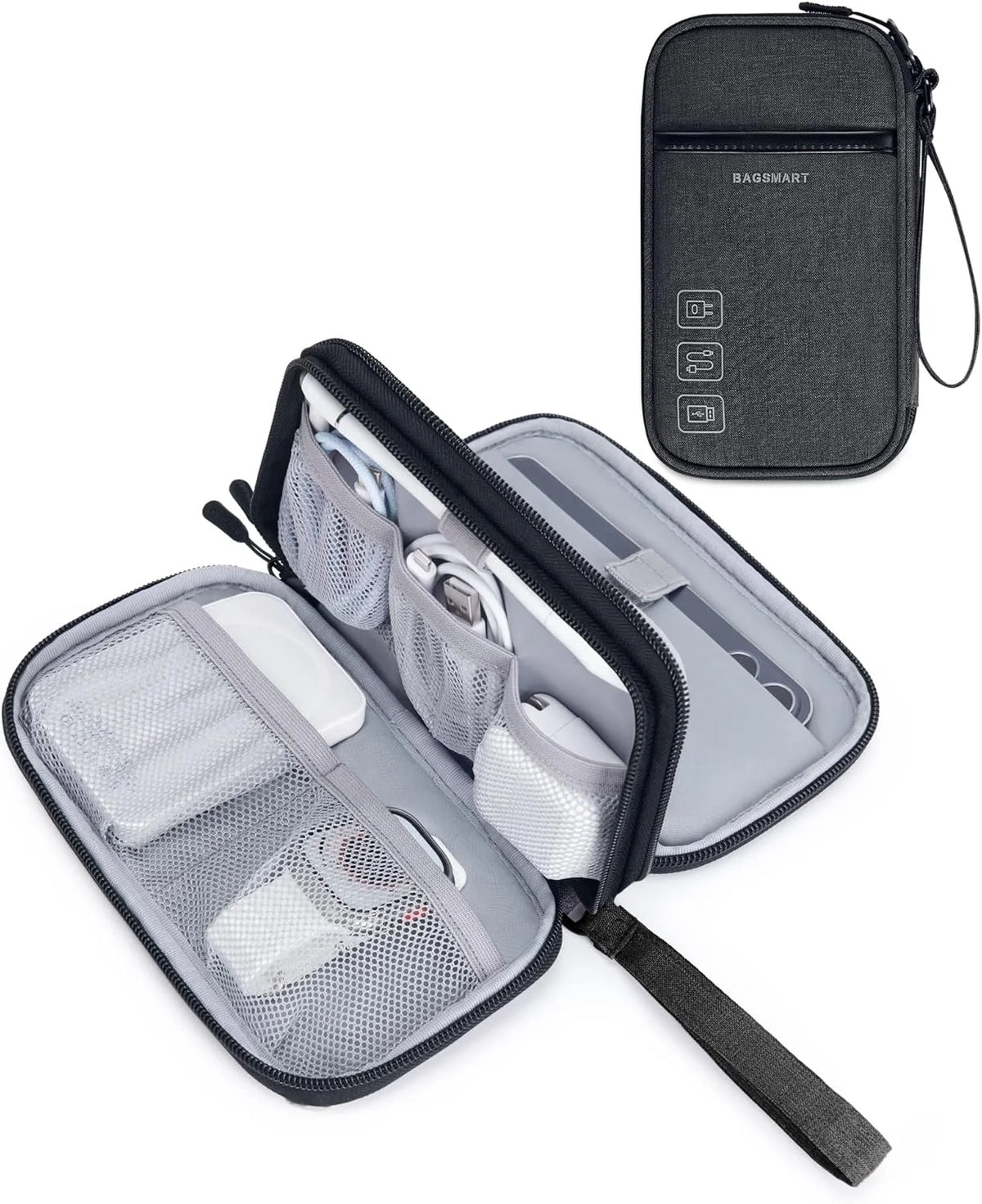 BAGSMART Electronics Travel Organizer for Cords Chargers Phones, Black