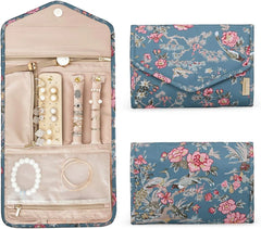 BAGSMART Travel Jewelry Organizer Roll Foldable Jewelry Case,Flower Bird