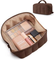 BAGSMART Small Makeup Bag for Women, Mini Toiletry Bag, Chocolate Brown