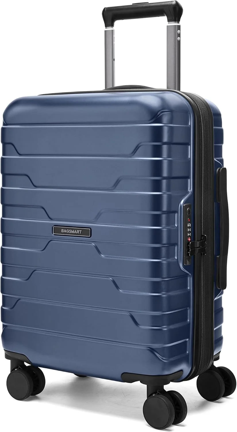 BAGSMART Carry-On Luggage 20" Expandable Spinner 22x14x9,Dark Blue