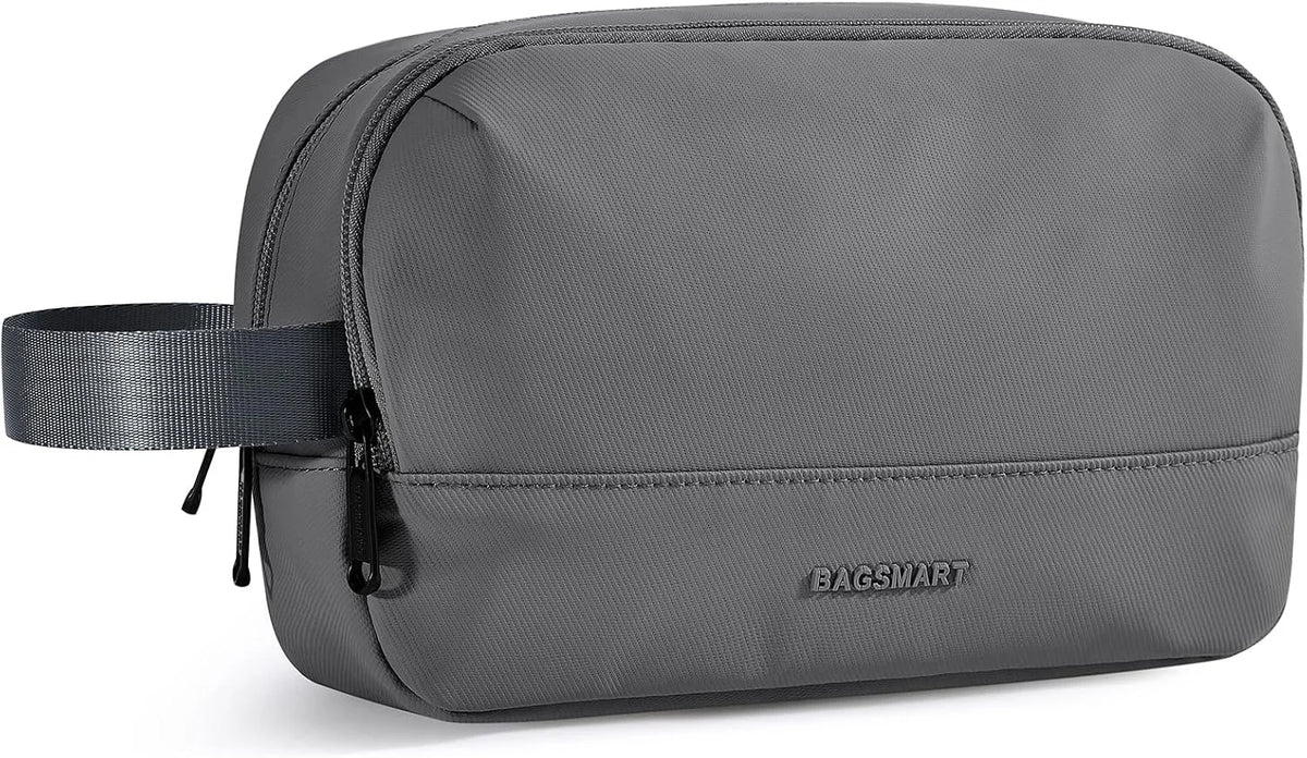 BAGSMART Travel Toiletry Bag for Men, Dopp Kit Water Resistant Shaving Bag for Toiletries Accessories, Grey-Medium