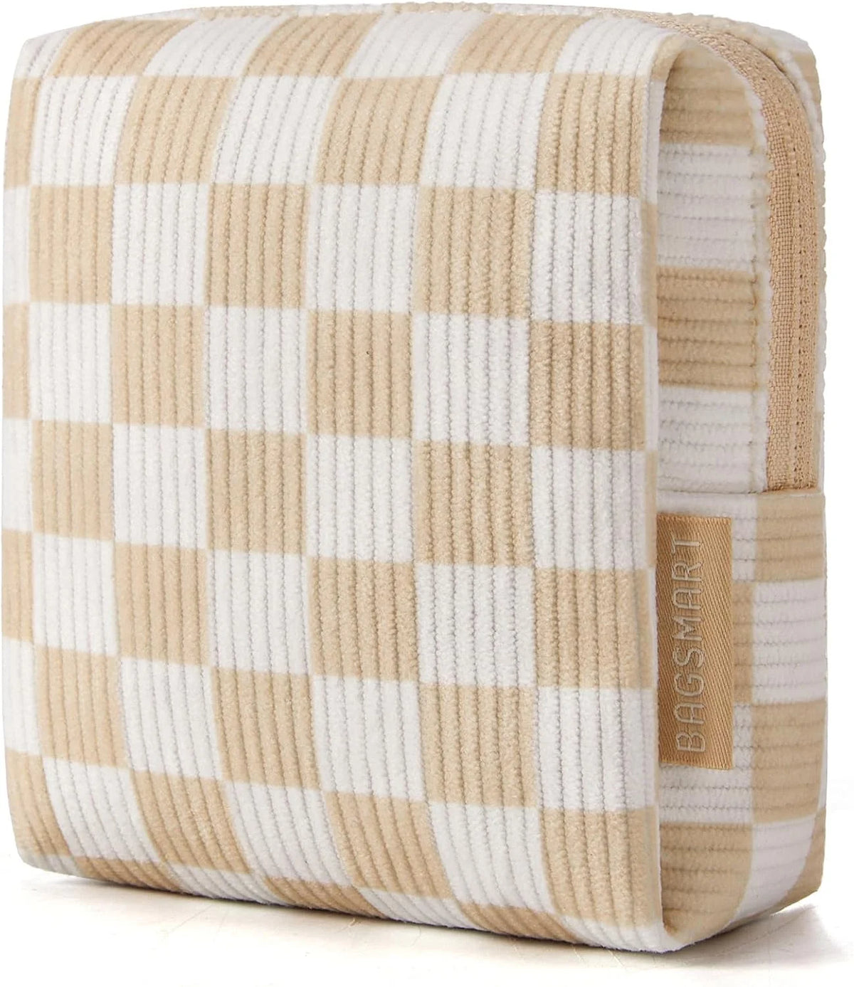 BAGSMART Small Corduroy Makeup Bag, Cosmetic Pouch for Women with Pocket