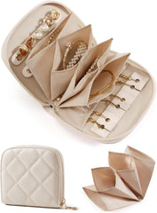 BAGSMART Travel Jewelry Case, Leather Zip for Rings Necklaces
