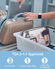 BAGSMART Clear Toiletry Bag 3-Pack TSA Approved Water-Repellent, Black
