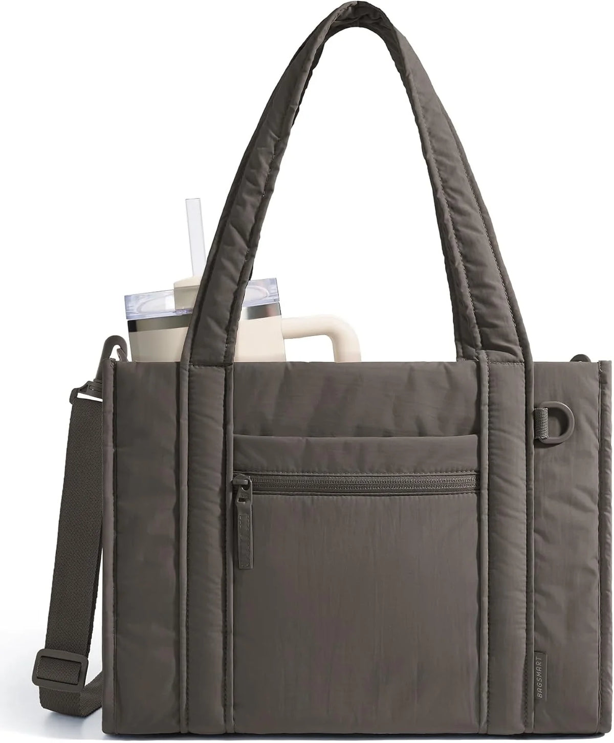 BAGSMART Boxy Tote Bag for Women, Crossbody Work Bag with Zipper