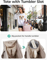 BAGSMART Small Tote Bag for Women, Work Teacher Bag with Zipper Closure