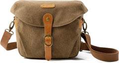 BAGSMART Canvas Crossbody Camera Bag with Rain Cover for Women Men, Khaki