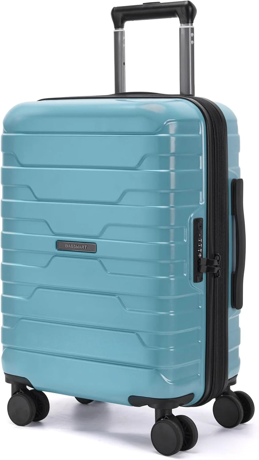 BAGSMART Carry-On Luggage 20" Expandable Spinner 22x14x9,Teal Blue