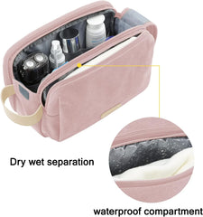 BAGSMART Toiletry Bag for Women, Cosmetic Makeup Bag Organizer, Travel Bag for Toiletries, Dopp Kit Water-resistant Shaving Bag for Accessories, Pink-Medium