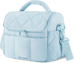 BAGSMART Insulated Lunch Bags for Women, Cute Quilted Lunch Box, Light Blue