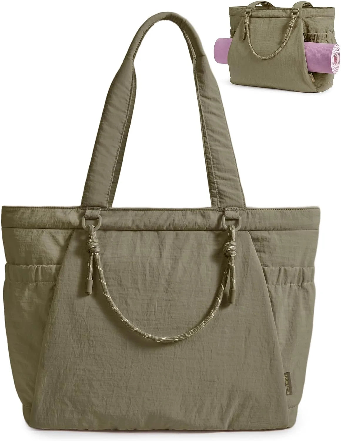 BAGSMART Yoga Pilates Tote Bag for Women with Knotted Handle, Gym Bag