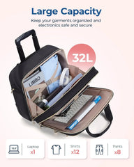 BAGSMART Women's Rolling Laptop Bag for 15.6 Inch Laptop, Black