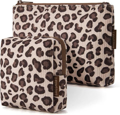 BAGSMART Corduroy Makeup Bag Set, Large & Small Cosmetic Pouch