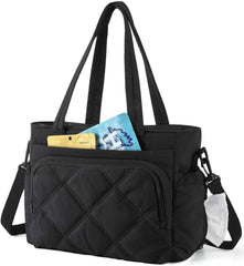 BAGSMART Lunch Bag Women Large Lunch Box Insulated Tote Bag with Multi-Pockets Quilted Puffy Tote for Work, Outdoors