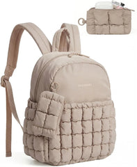 BAGSMART Mini Backpacks for Women, Puffy Checkered Quilted with Pouch