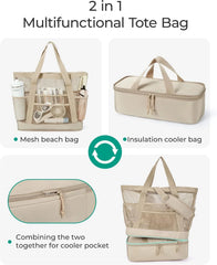 BAGSMART Beach Bag for Women, Large Beach Bag Swim Pool Bag