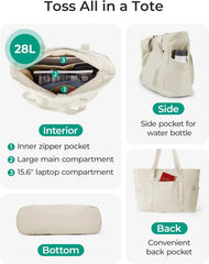 BAGSMART Tote Bag for Women, Tote Bag with Zipper Work Tote with Compartments Nurse Shoulder Hanbag for Travel, Gym
