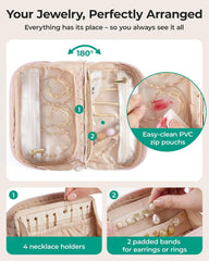 BAGSMART Travel Jewelry Case 180° Flat Open Puffer Dual-Compartment, Green