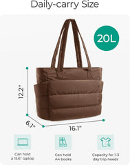 BAGSMART Puffy Tote Bag for Women, Lightweight Work Tote Handbag