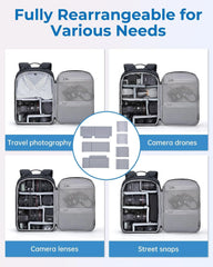 BAGSMART 2 in 1 Small Camera Backpack for DSLR, Fits 12.9" iPad, Black