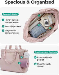 BAGSMART Yoga Pilates Tote Bag for Women with Knotted Handle, Gym Bag