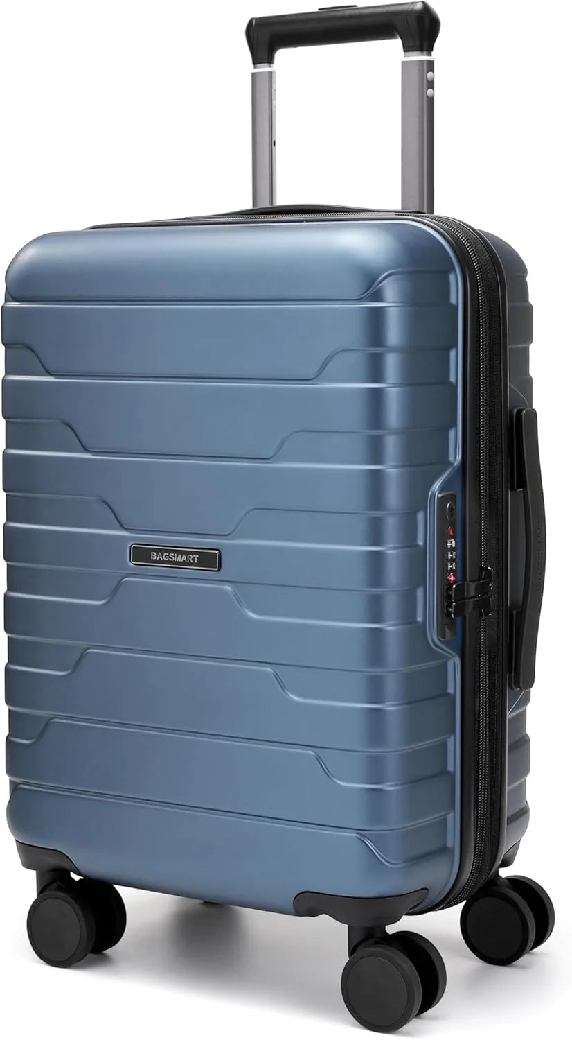 BAGSMART Carry-On Luggage 20" Expandable Spinner 22x14x9,Blue