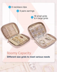 BAGSMART Jewelry Travel Organizer Case Ring Binder Storage Rolls, Pink