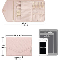 BAGSMART Travel Jewelry Organizer Roll Foldable Jewelry Case,Soft Pink