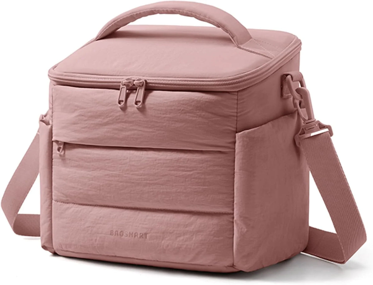 BAGSMART Lunch Box for Women, Cute Quilted Insulated Lunch Bag Sloped-lid