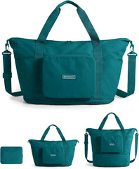 BAGSMART Foldable Travel Bag, 37L Expandable Personal Item Bag, Teal