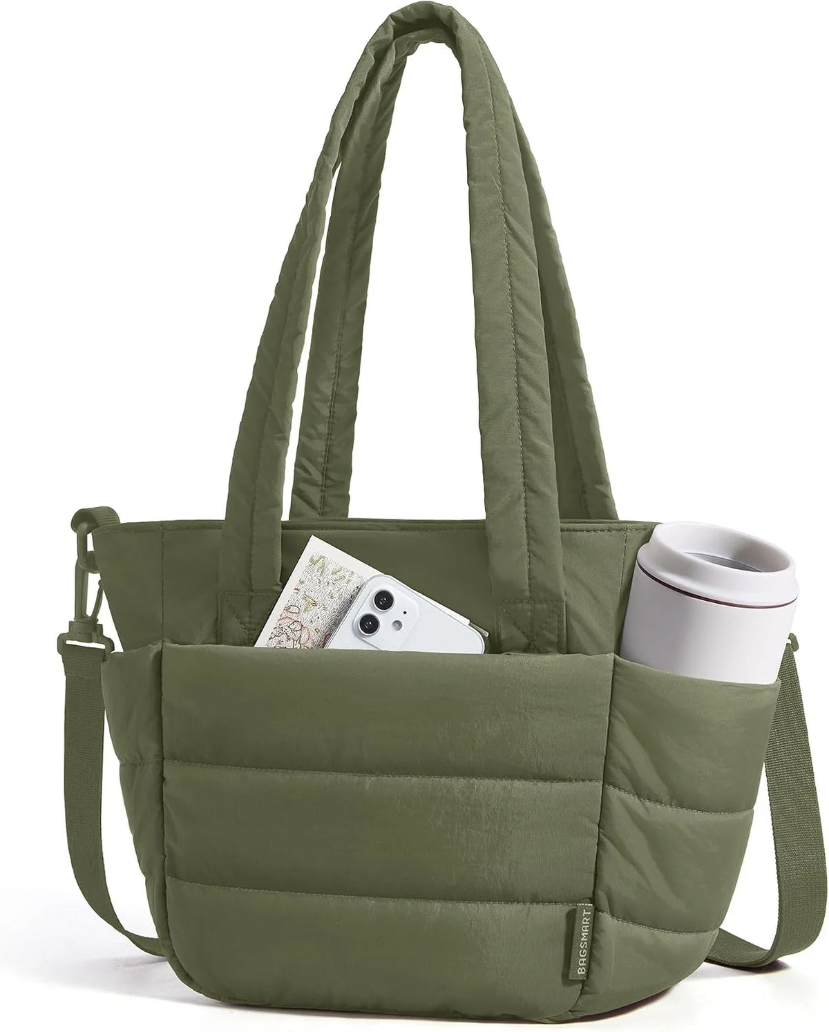 BAGSMART Lunch Bag Women Small Insulated Quilted Puffy Tote Bag for Work