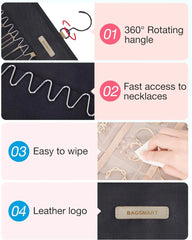 BAGSMART Hanging Jewelry Organizer Necklace/Earring/Ring 2-Sided M Black