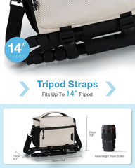 BAGSMART Camera Sling Bag with Tripod Holder & Rain Cover, Ivory White