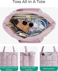 BAGSMART Expandable Tote Bag for Women, Puffer Work Tote Travel Bag