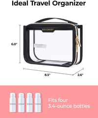BAGSMART Clear Toiletry Bag for Travel, TSA Approved, 2-Pack, Pink | Makeup Cosmetic Pouch Bag for Women, Quart Size Compliant Bag Organizer for Travel Essentials
