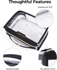 BAGSMART Clear Toiletry Bag for Travel, TSA Approved, 2-Pack, Pink | Makeup Cosmetic Pouch Bag for Women, Quart Size Compliant Bag Organizer for Travel Essentials