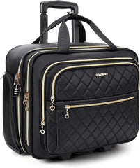 BAGSMART Women's Rolling Laptop Bag for 15.6 Inch Laptop, Black