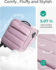 BAGSMART Softside Underseat Personal Item Suitcase with Wheels, Purple